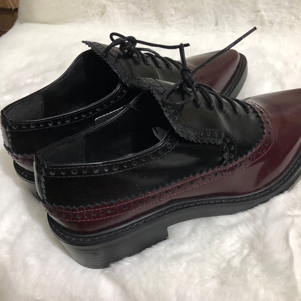 LAST NWT ZARA REAL LEATHER OXBLOOD WINGTIP BROGUES POINTED TOE - Picture 3 of 11
